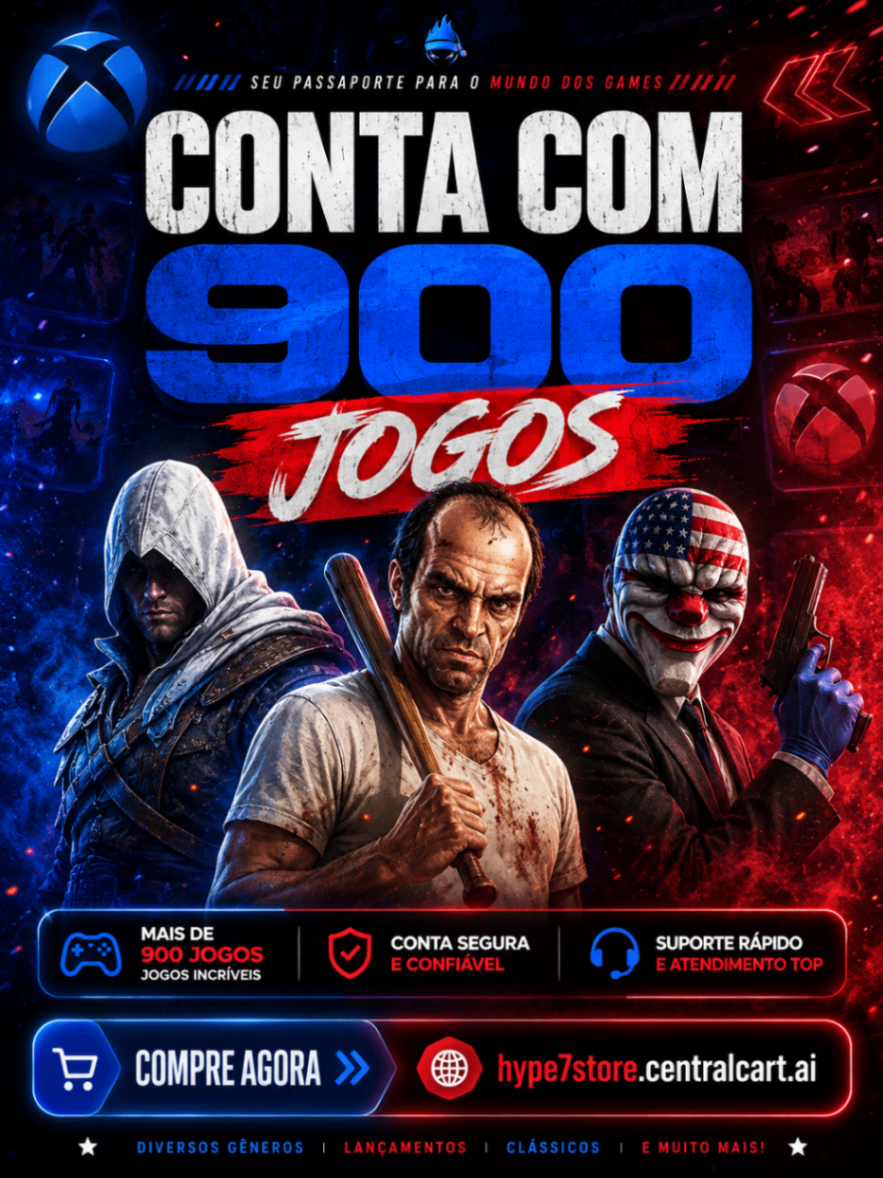 Conta com +900 jogos para consoles Xbox